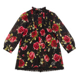 Blumarine Kids Abito Nero e Rosso Fantasia Rose per Neonate
