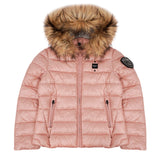 Blauer Kids Giubbino Rosa con Cappuccio e Pelliccia Ivory Junior per Bambine