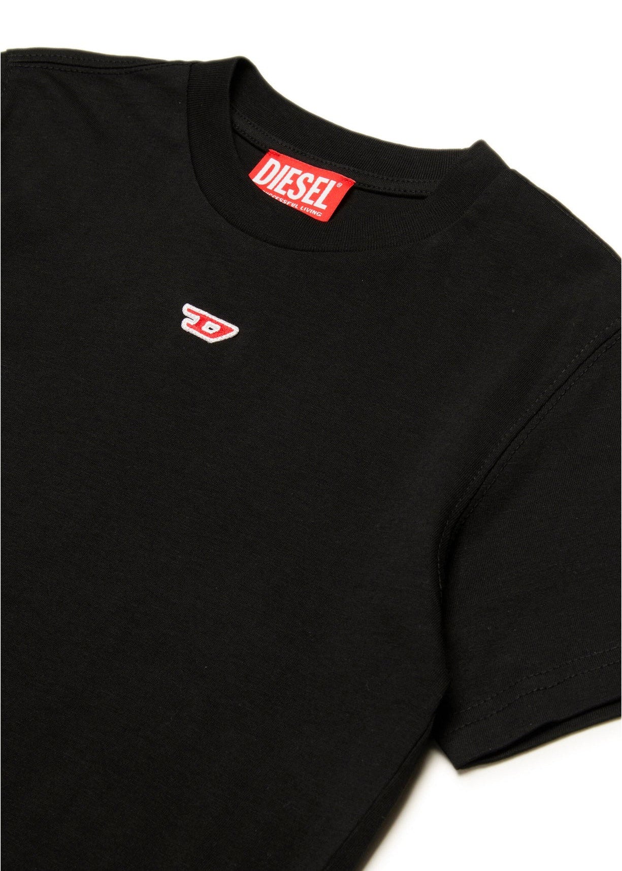 Diesel Kids T-shirt Nera con Patch Oval D