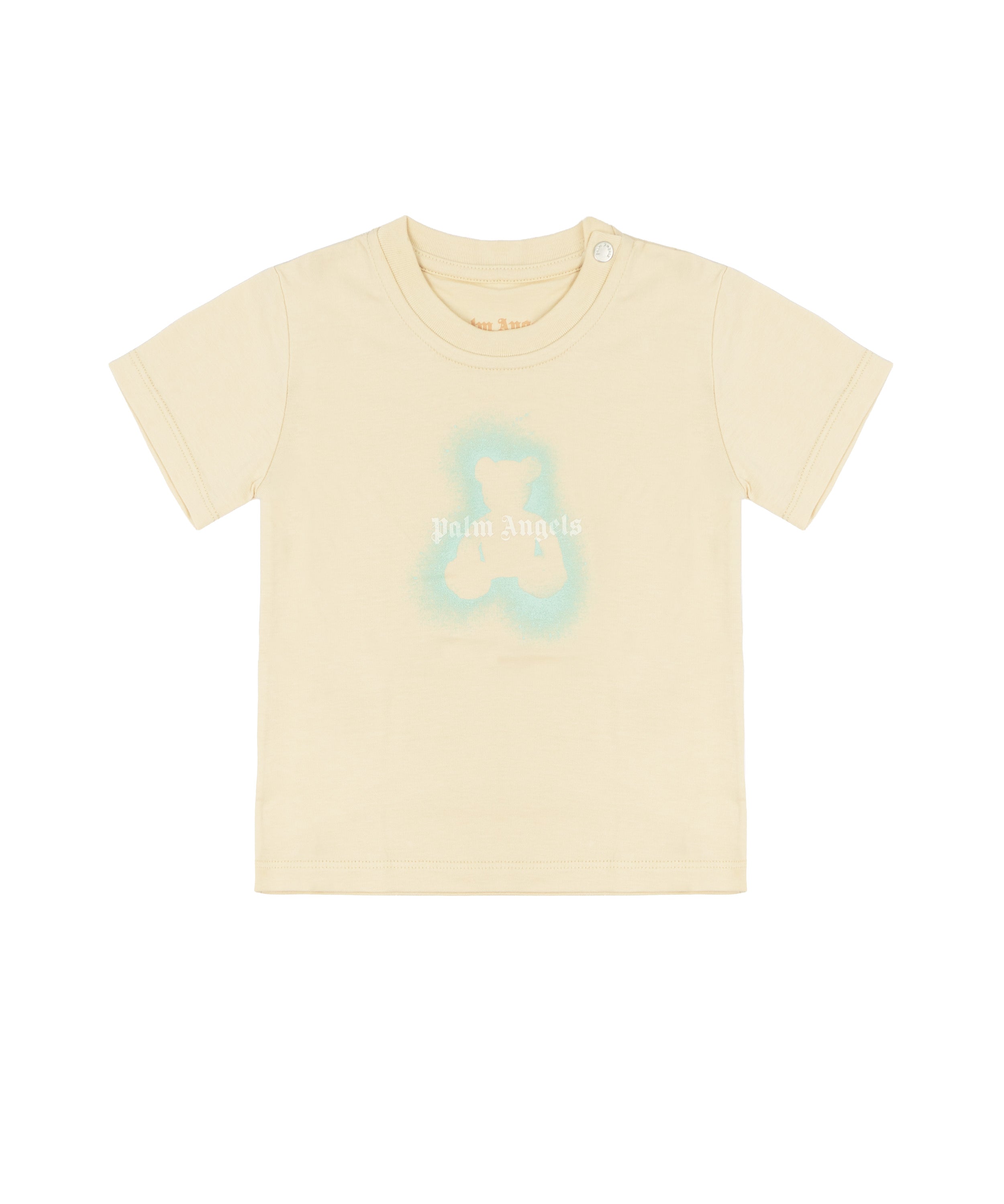 Palm Angels Kids T-Shirt Sabbia con Logo Teddy per Neonati