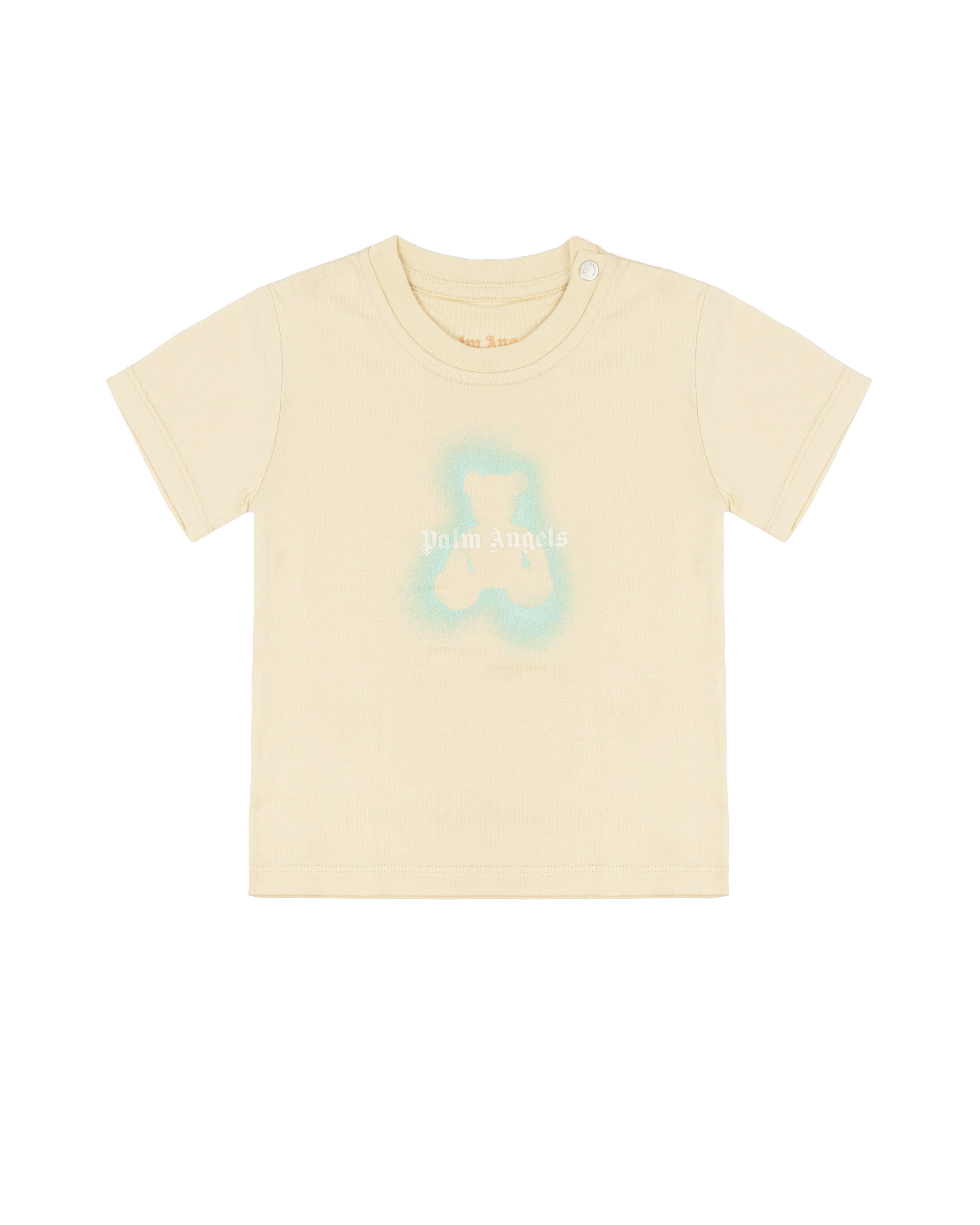 Palm Angels Kids T-Shirt Sabbia con Logo Teddy per Neonati