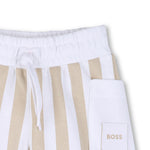 Boss Kids Completo Beige/Bianco a Strisce per Neonati