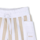 Boss Kids Completo Beige/Bianco a Strisce per Neonati