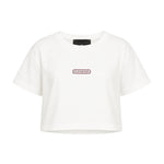 John Richmond Kids T-Shirt Cropped Bianca in Cotone con Logo Ricamato per Bambine