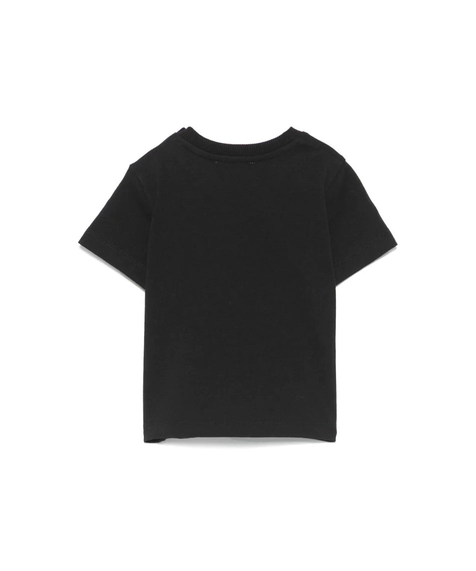 Moschino Kids T-shirt Nera con Logo per Neonati
