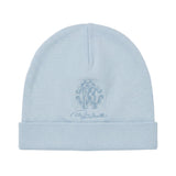 Roberto Cavalli Kids Set Neonato Cappellino+Tutina+Bavetta Celeste con Ricamo Logo per Neonati