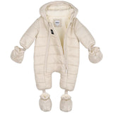 BOSS Kids Tutina Neve Beige Imbottita con Cappuccio e Muffole e Piedini Staccabili per Neonati