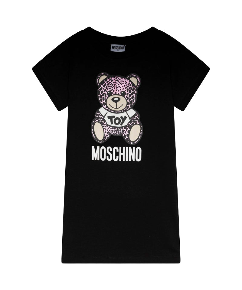 Moschino Kids Abito Nero con Teddy Bear per Bambine