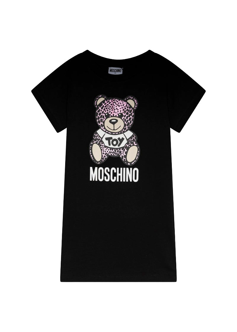 Moschino Kids Abito Nero con Teddy Bear per Bambine