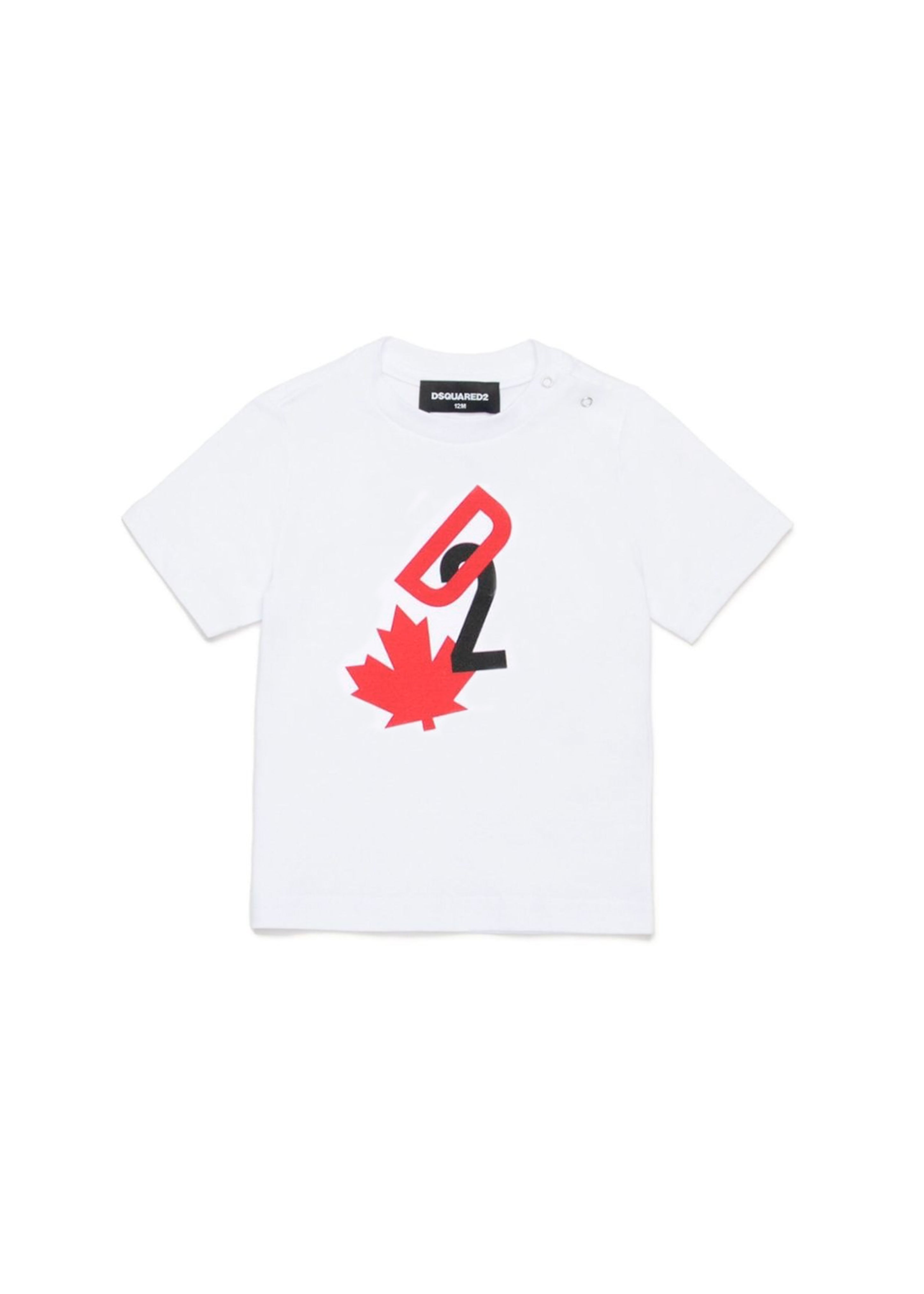 Dsquared2 Kids T-shirt Bianca con Stampa D2 per Neonati