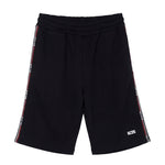 Gcds Kids Bermuda Nero con Bande Laterali Logate per Bambini