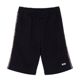 Gcds Kids Bermuda Nero con Bande Laterali Logate per Bambini