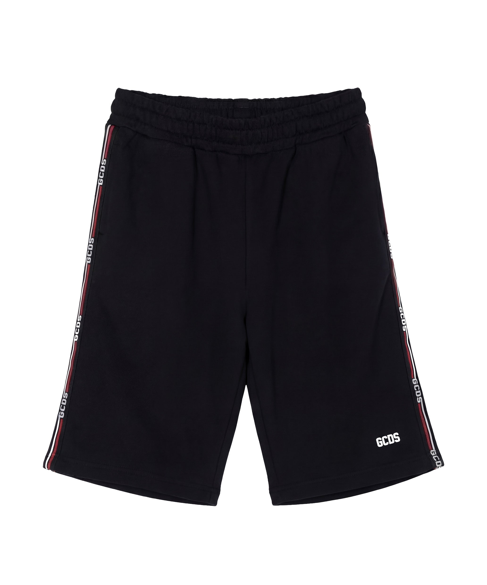 Gcds Kids Bermuda Nero con Bande Laterali Logate per Bambini