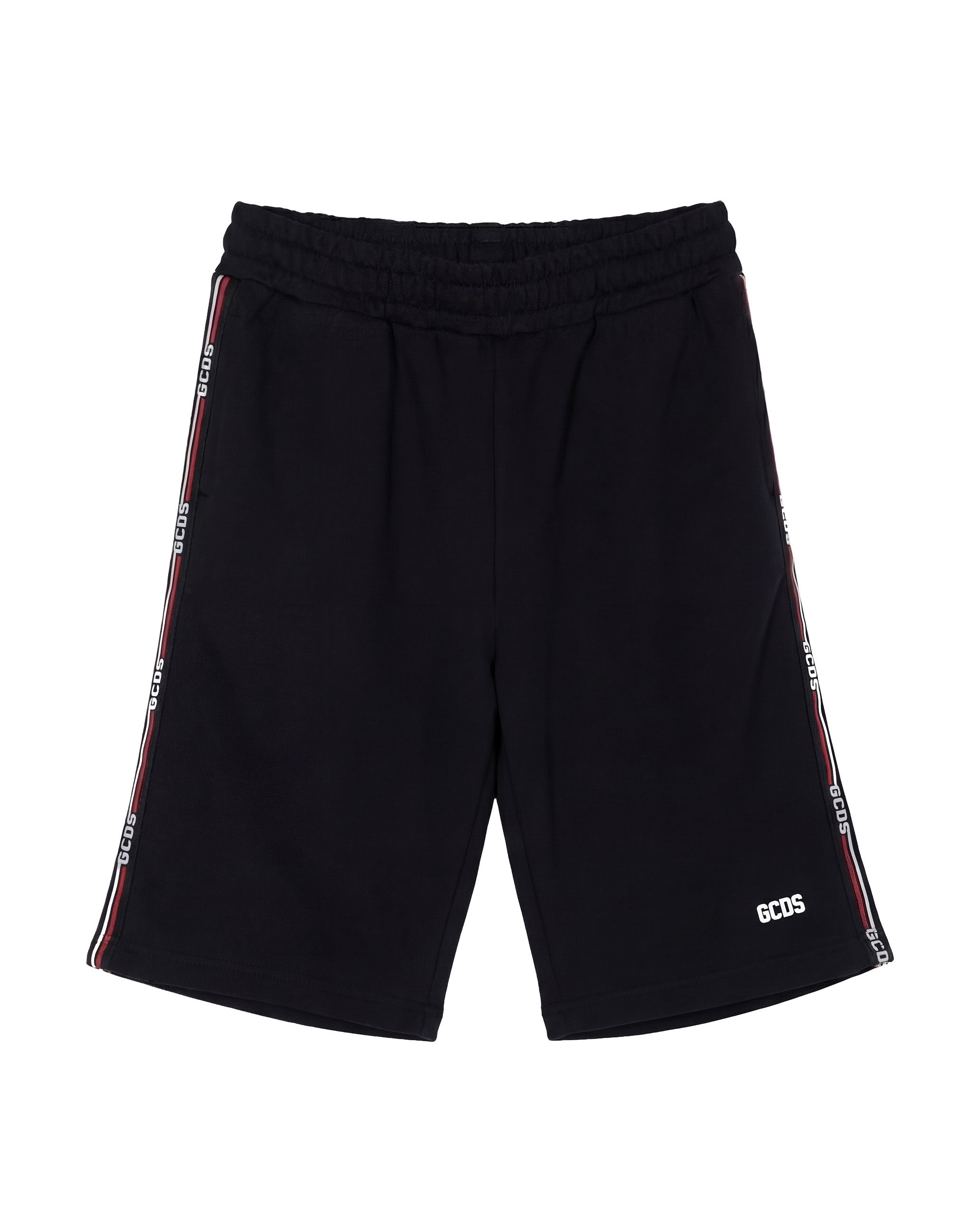 Gcds Kids Bermuda Nero con Bande Laterali Logate per Bambini