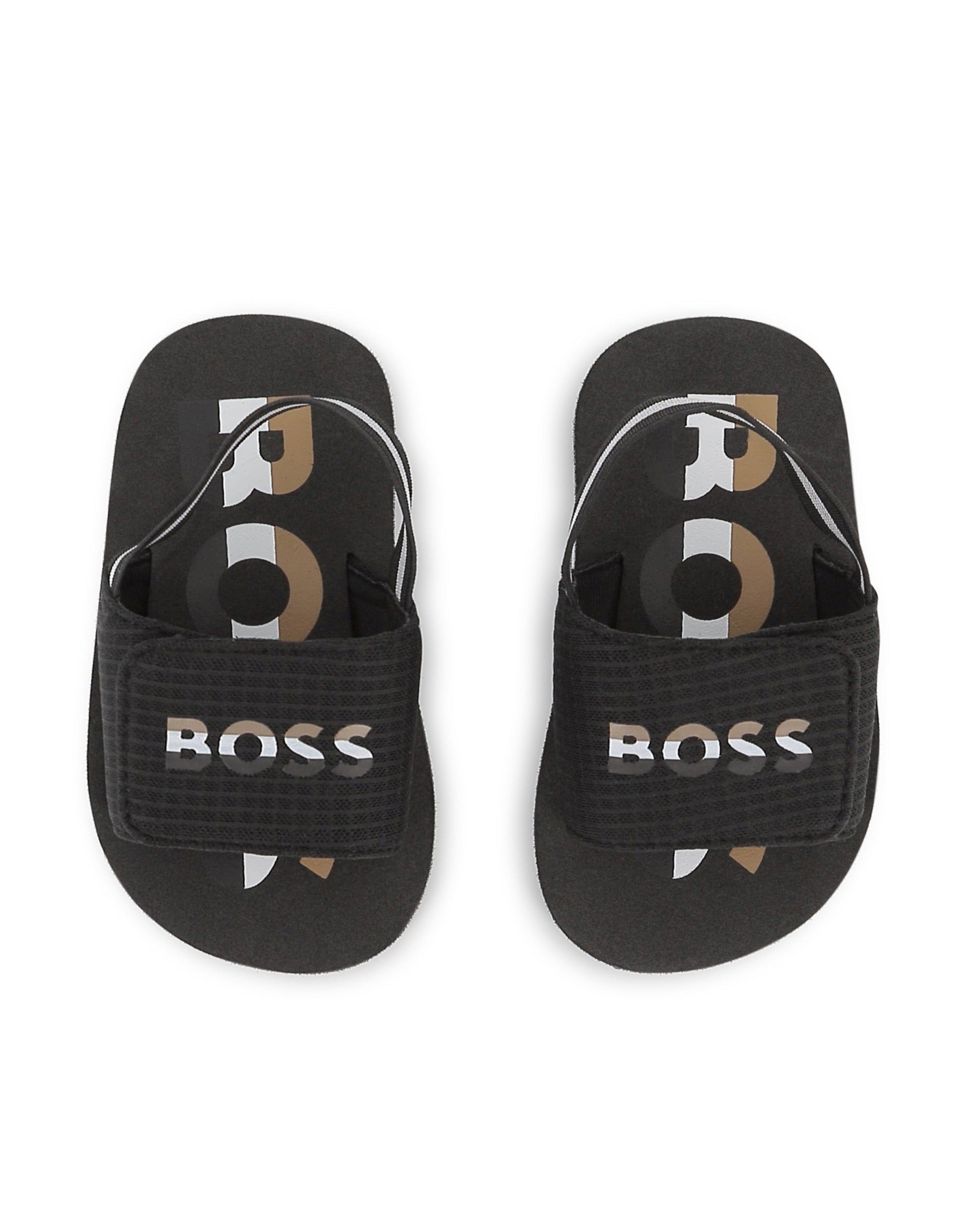 Boss Kids Ciabatta Nero con Chiusura a Strappo per Neonati