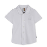 Boss kids Camicia Bianco in Cotone con Logo per Neonati