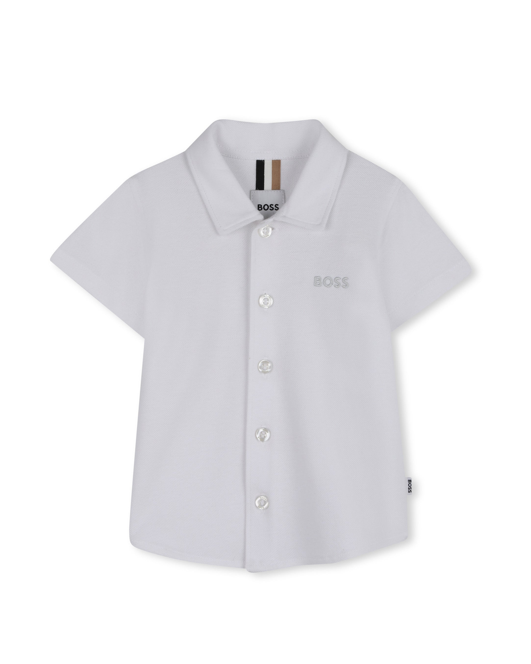 Boss kids Camicia Bianco in Cotone con Logo per Neonati