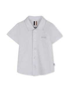 Boss kids Camicia Bianco in Cotone con Logo per Neonati