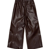 Maison Margiela Kids Pantalone in Pelle Marrone Scuro Unisex