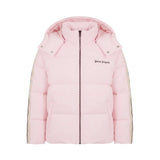 Palm Angels Kids Piumino Rosa con Cappuccio e Bande Laterali per Bambine
