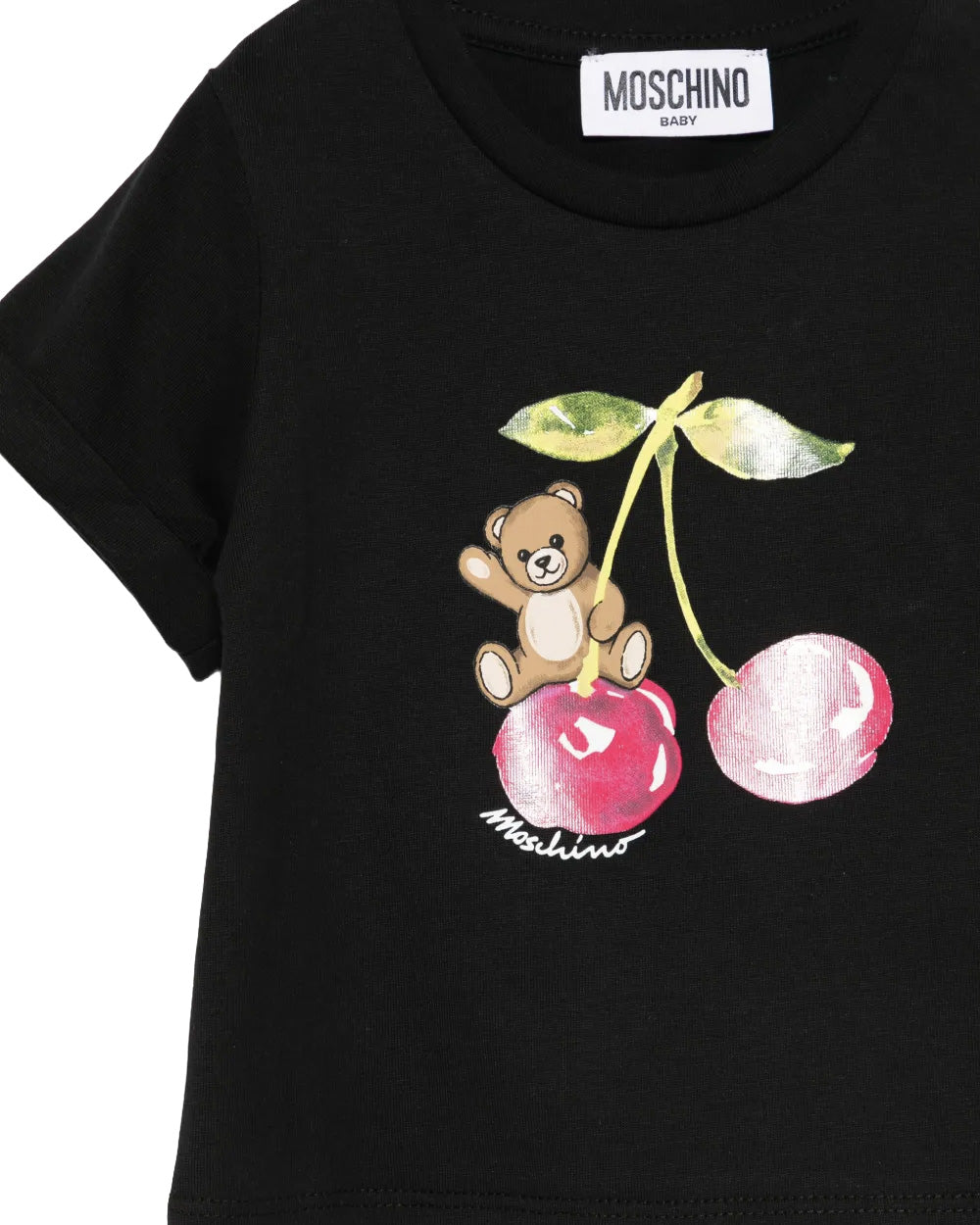 Moschino Kids T-Shirt Nero con Teddy Bear per Neonate