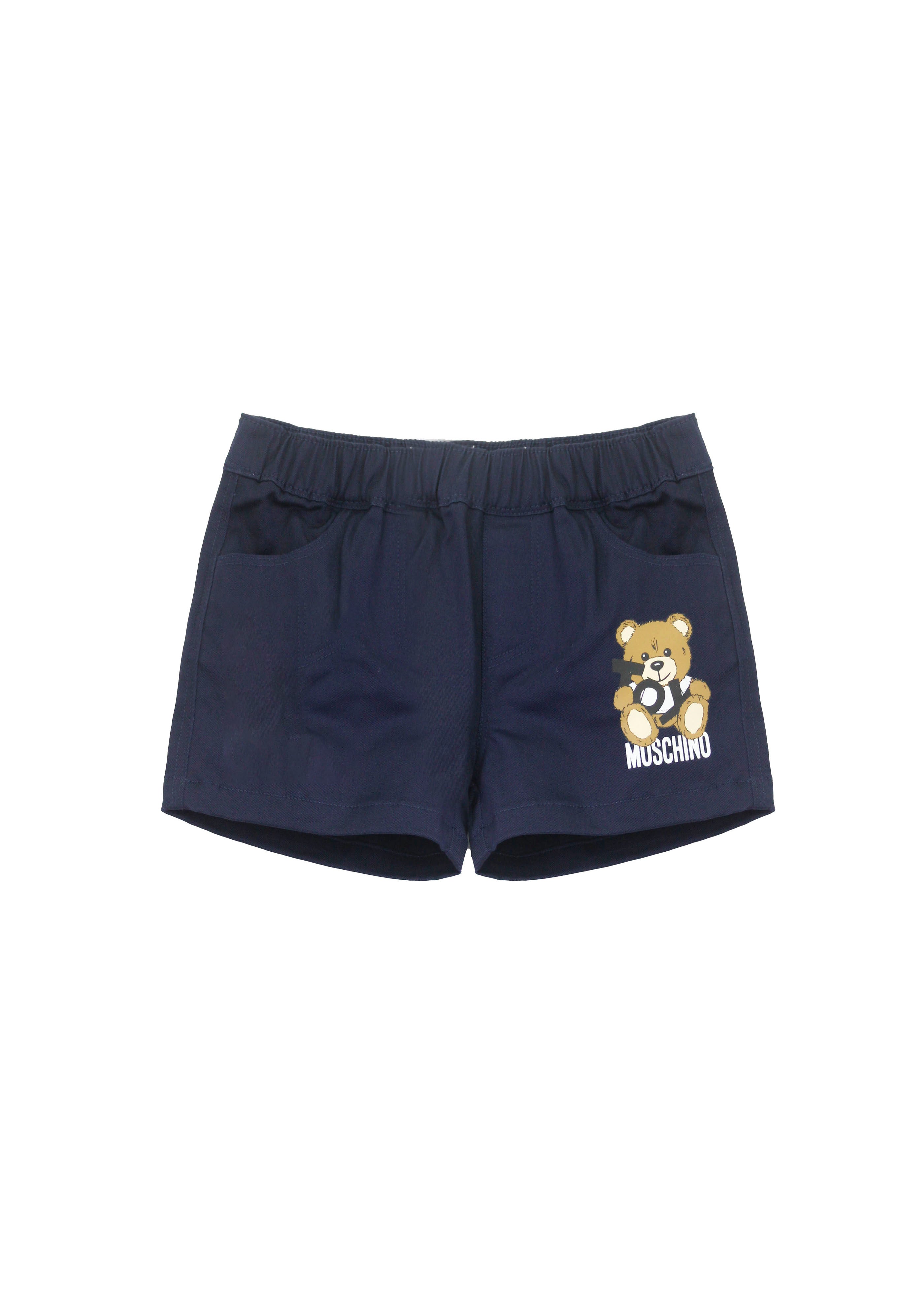 Moschino Kids Shorts Blu Navy con Stampa Toy per Neonati