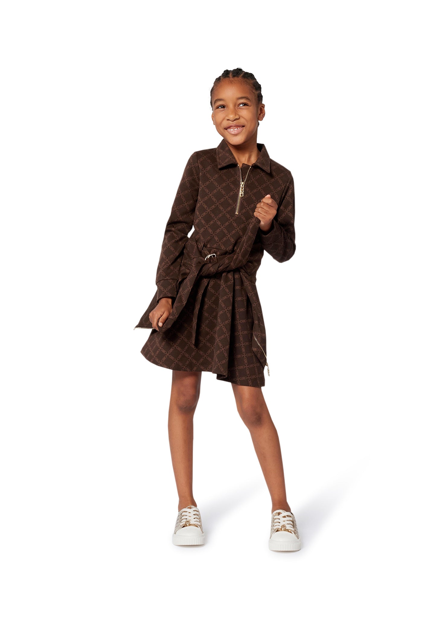 Michael Kors Kids Cardigan Marrone con Zip per Bambine