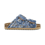 Colors of California Sandalo Doppia Fascia Denim con Strass per Bambine