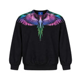 Marcelo Burlon County of Milan Kids Felpa Nero con Stampa Ali Multicolor per Bambine
