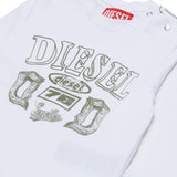 Diesel Kids T-Shirt Bianco con Stampa per Neonati