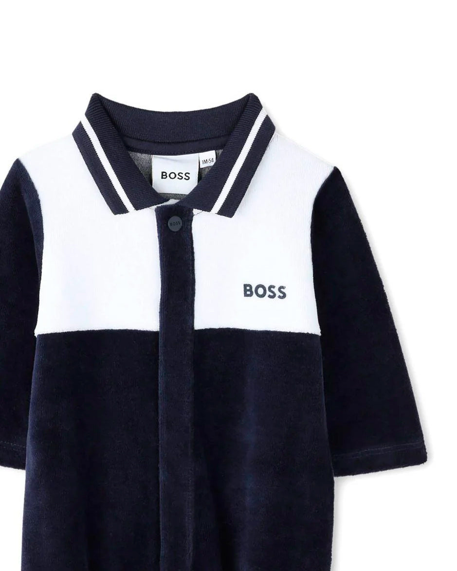 Boss Kids Tutina  Blue Navy in Ciniglia per Neonati