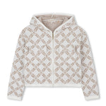 Michael Kors Kids Cardigan con Cappuccio Bianca e Logo All Over per Bambine