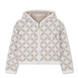 Michael Kors Kids Cardigan con Cappuccio Bianca e Logo All Over per Bambine