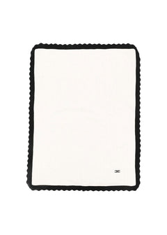 Elisabetta Franchi La Mia Bambina Coperta Burro/Nero con Logo per Neonate