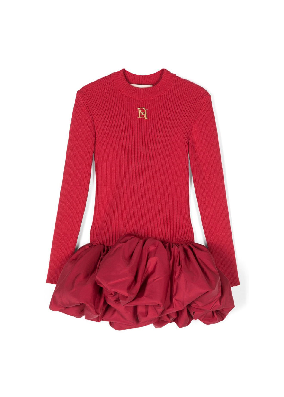 Elisabetta Franchi La Mia Bambina Abito Rosso con Ruches con Logo per Bambine