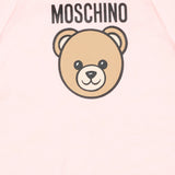 Moschino Kids Tutina Rosa in Cotone con Colletto e Stampa Teddy Bear e Logo per Neonate