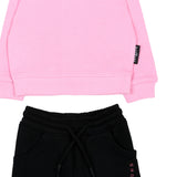 John Richmond Kids Tuta Rosa e Nero con Stampe per Neonate