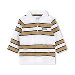 Boss Kids Polo Bianca/Biscotto a Righe per Neonati
