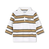 Boss Kids Polo Bianca/Biscotto a Righe per Neonati
