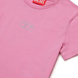 Diesel Kids T-Shirt con Oval D in Strass per Bambine (dettaglio)
