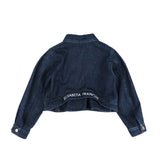 Elisabetta Franchi La Mia Bambina Giubbino in Denim Blu con Ricamo sul Retro per Neonate