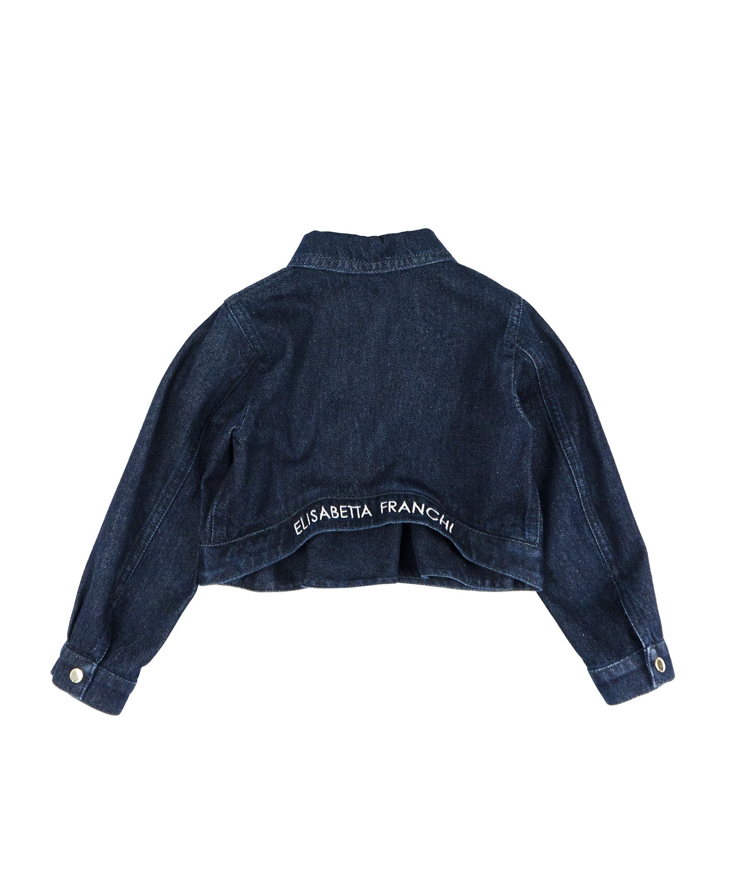 Elisabetta Franchi La Mia Bambina Giubbino in Denim Blu con Ricamo sul Retro per Neonate