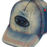 Diesel Kids Cappello in Denim con Lavaggio Dirty e Logo Oval per Bambini