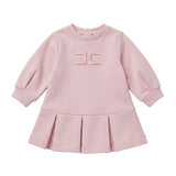 Elisabetta Franchi La Mia Bambina Abito in Felpa Rosa con Ricamo per Neonate