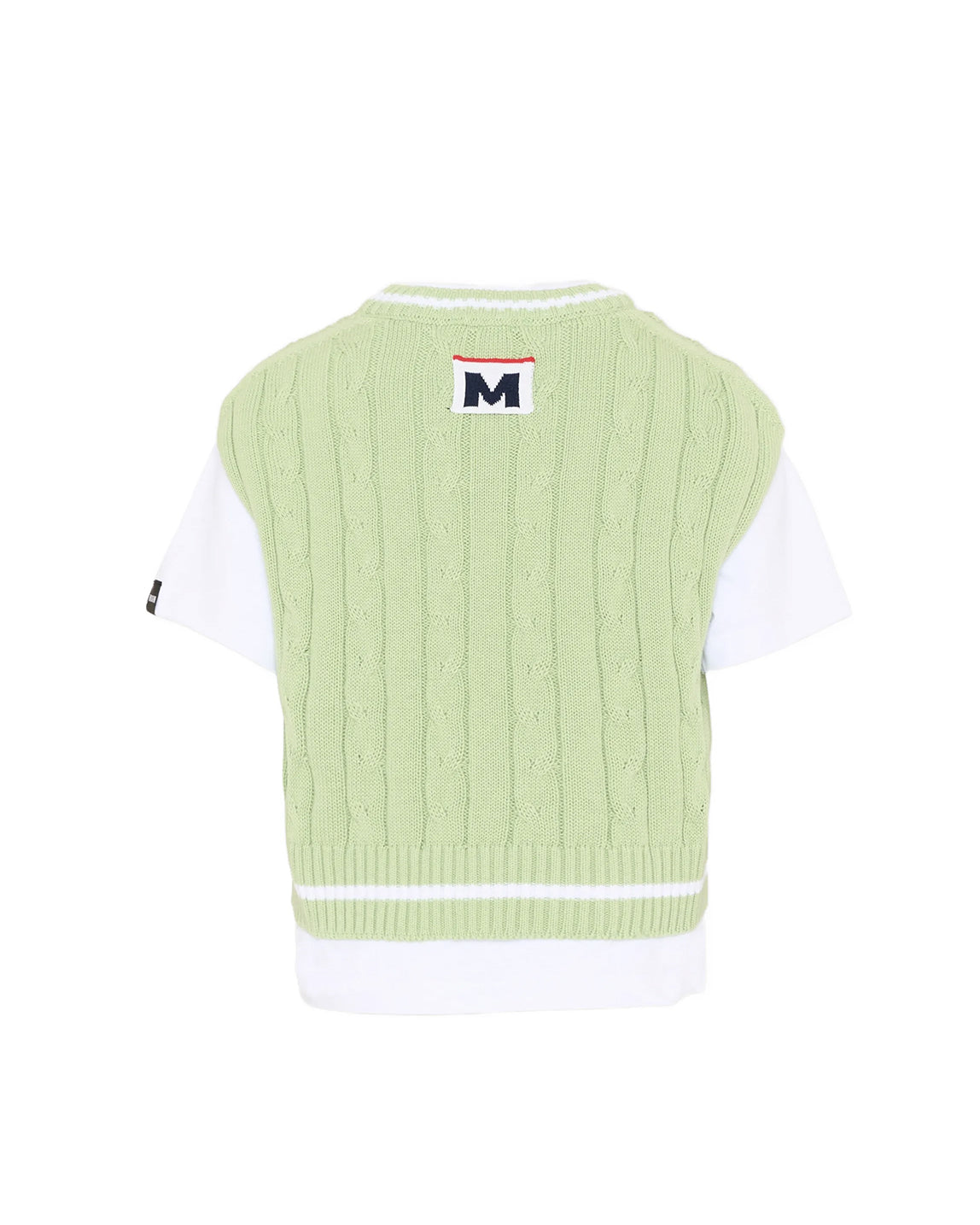 Msgm Kids T-Shirt con Gilet Bianco/Verde per Bambini
