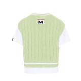 Msgm Kids T-Shirt con Gilet Bianco/Verde per Bambini