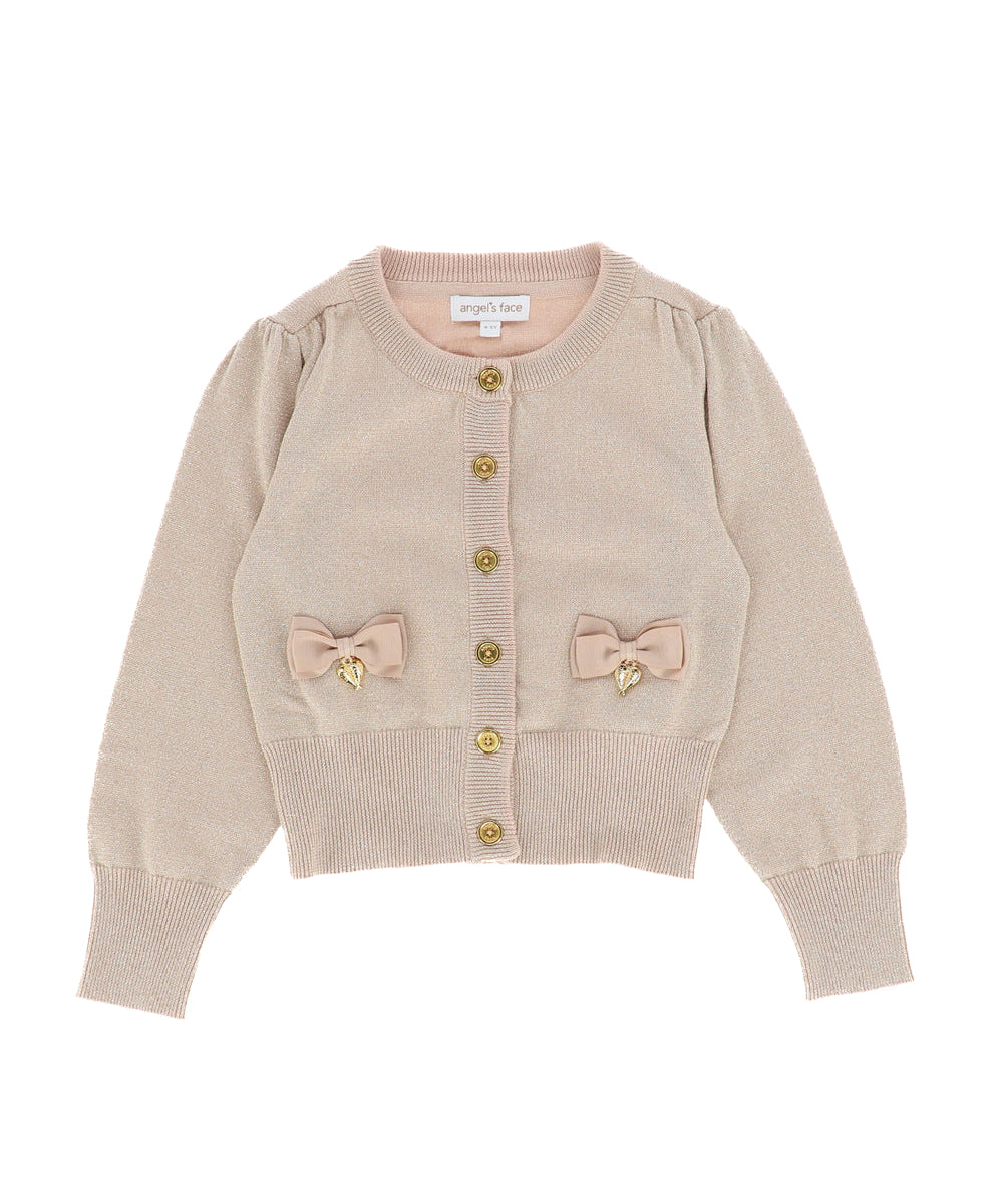 Angel's face Cardigan Beige con Fiocchi per Bambine
