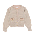Angel's face Cardigan Beige con Fiocchi per Bambine