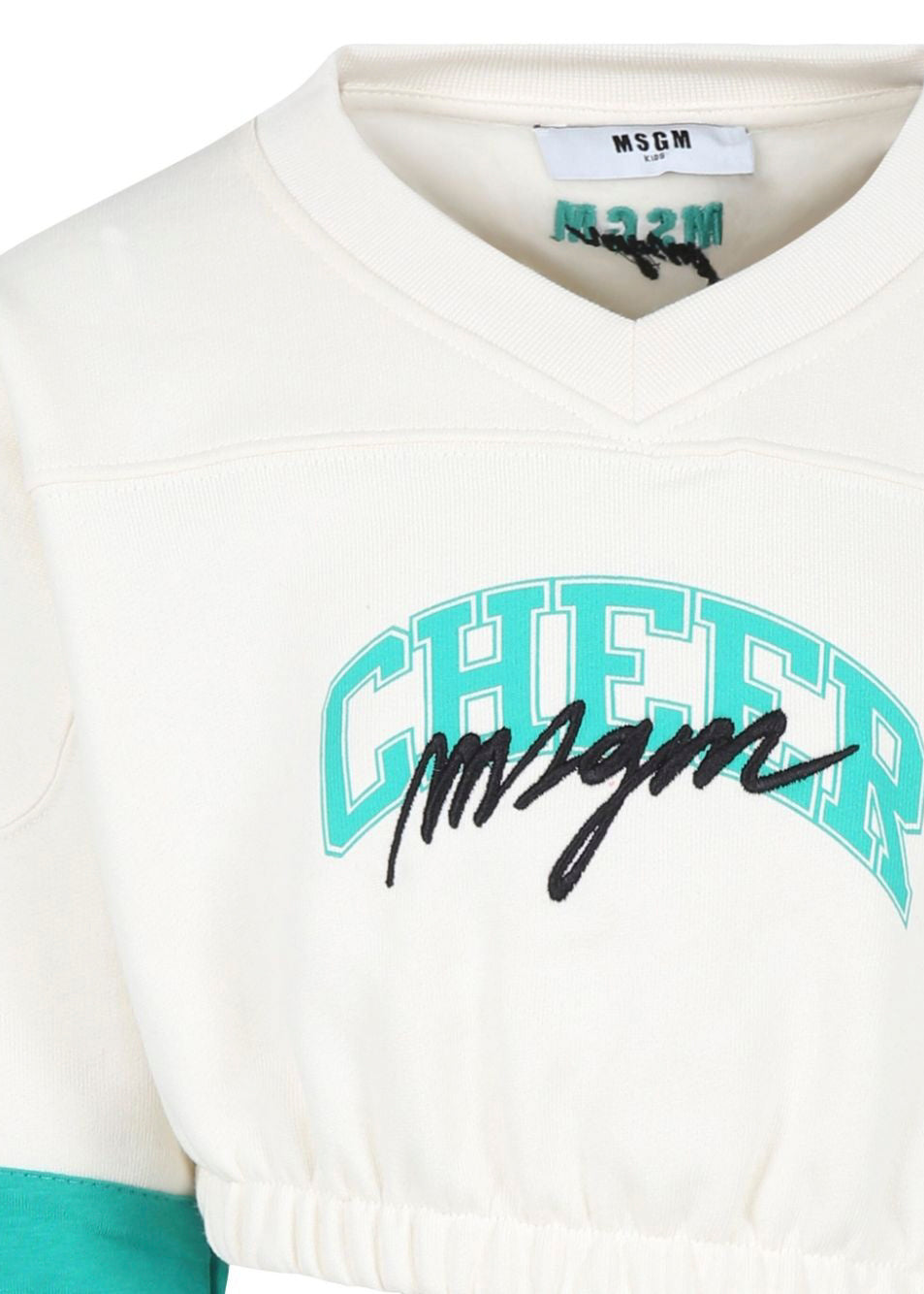 MSGM Kids Felpa Crop Crema Cheer per Bambine (dettaglio)