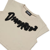 T-shirt Dsquared2 Kids t-shirt Beige Smanicata Cropped con Logo a Contrasto per Bambine